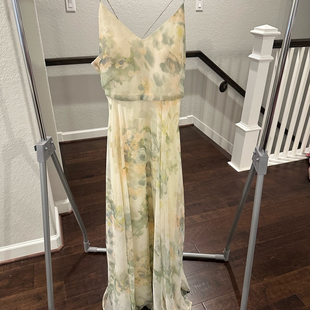 Jenny Yoo Cream Floral Gown